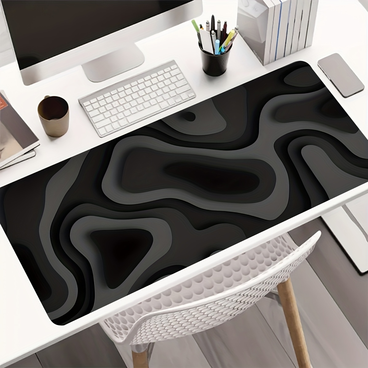 Black Gray Swirl Design Large  - огляд і ціна Office Desk Tech Accessories